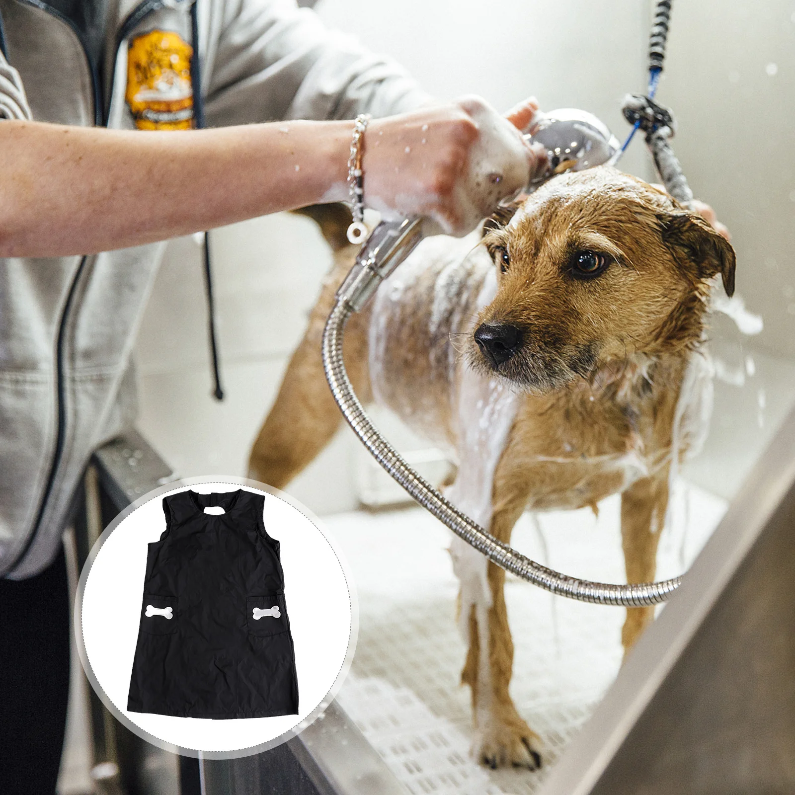 

Pet Grooming Apron Sleeveless Waterproof Dog Lover Apron For Kitchen Cafe Hotel Black Size Halter Neck Style Easy Clean