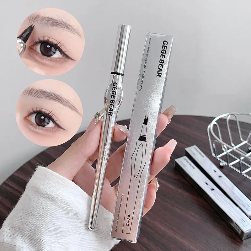 ゲゲベア 二段階ウォーターアイブロウペンシル、にじまないアイライナーリキッドペン、色落ちなし、ワイルドな眉の立体感
