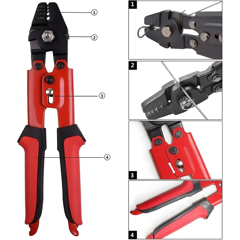 Aluminum Crimping Loop Wire Rope Crimping Tool Cutting Function Peeler Sleeve Crimper Tool Double Barrel