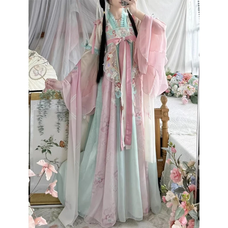 Traditional Women Tang Dynasty Princess Hanfu Dress Elegant Ancient Chinese Style Lady Vintage Fairy Cosplay Stage Costume