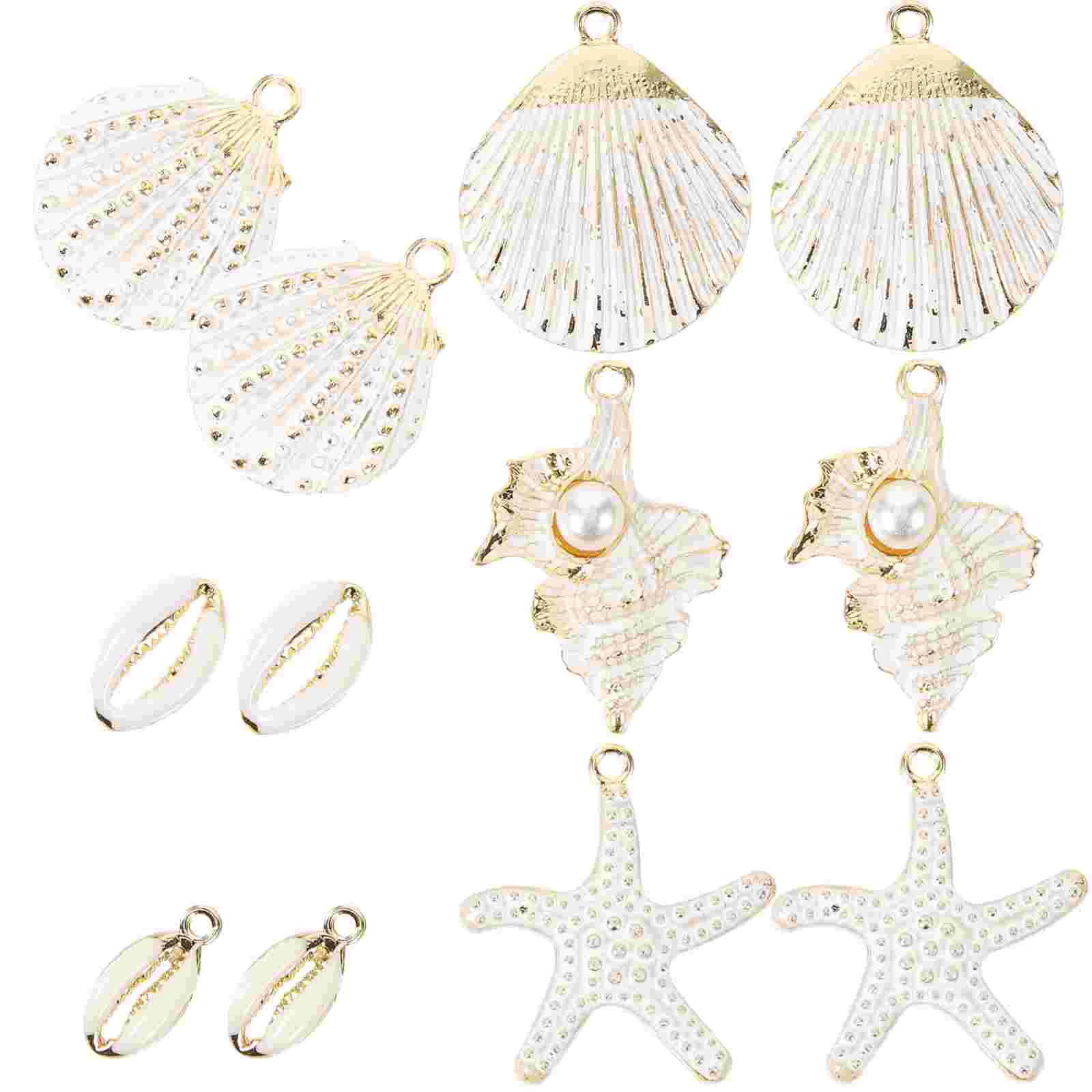 

1 set Shell Charms for Jewelry Making Alloy Sea Star Pendants Earring Accessories Craft Supplies Ocean Theme Gifts