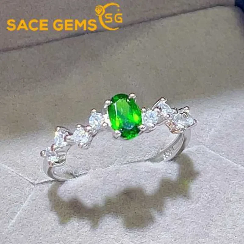 SACE GEMS-Anillo de Plata de Ley 925 con certificado para mujer, sortija Natural de 4x6MM, para compromiso, cóctel, fiesta, regalo de joyería fina