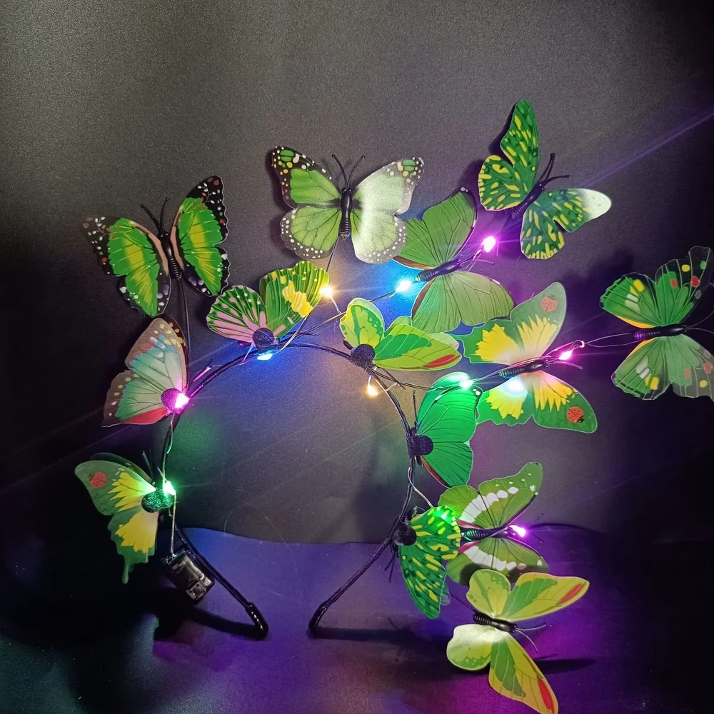 

LED Light Glowing Flashing Butterfly Fascinator Headband Crown Tea Party Costume Headpiece Headwear Wedding Festival