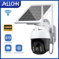 ALLCHN 2MP Wireless WIFI Solar Camera Security Protection Camera PTZ Battery Solar Panel Camera PIR AI Color Night Vision