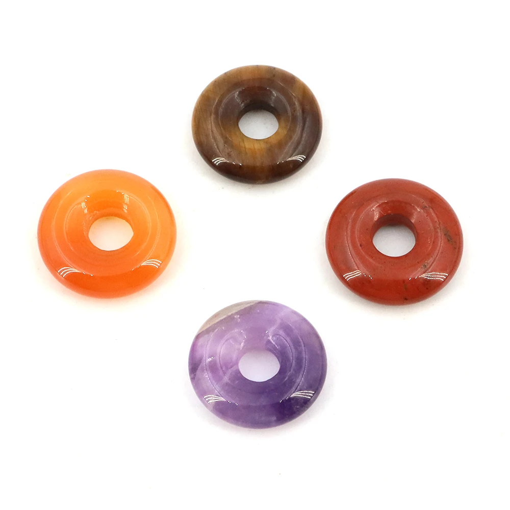 

15mm Donuts Shape Natural Stone Big Hole Bead Rainbow Fluorite For Jewelry Making DIY Bracelet Pendant Necklace Accessories Gift