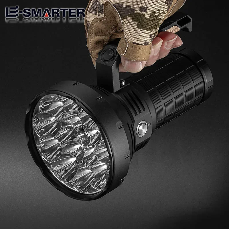 16xP50 Wick Ultra Strong Light Handheld Light Flashlight - Intelligent Fan Forced Heat Dissipation-4x18650 Power Supply