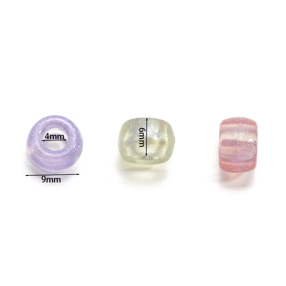 50pcs 6x9mm Mermaid Color Acrylic Beads Big Hole Round Spacer Loose Bead for DIY Necklace Bracelet Jewelry Making Supplies
