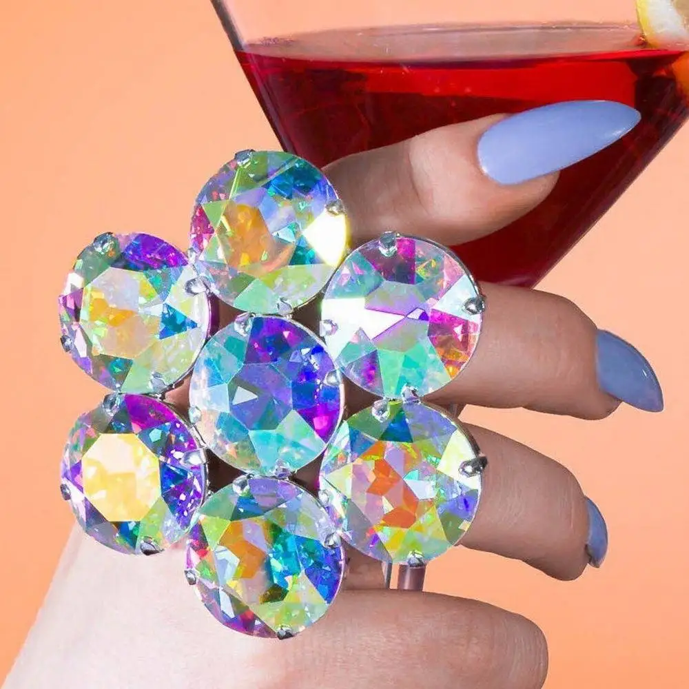 

Exaggerated Floral Crystal Ring Fashionable Sexy Party Accessory New Cross-Border Product Alloy Material Unbranded Jewelry