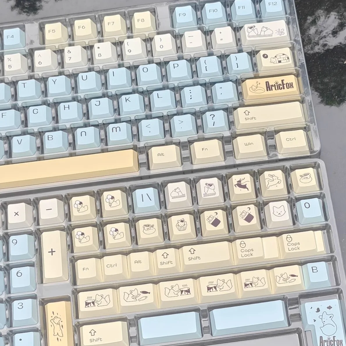 C 폭스 키캡 Pbt 체리 5면 승화 키캡 귀여운 파란색 노란색 139키