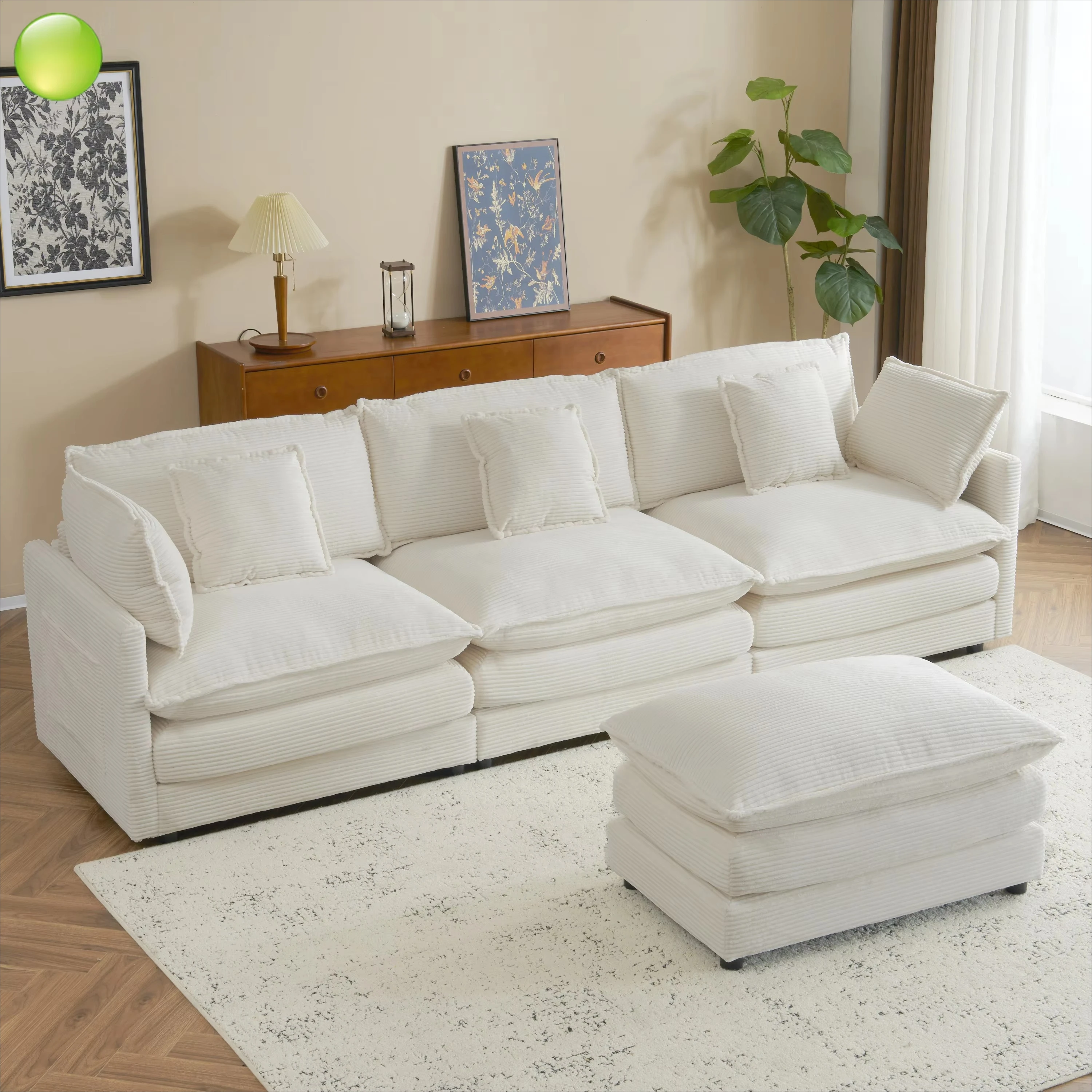 Modern Design Striped Fabric Semi-compressed Modular Sofa Couch Sets with Cushion Seater for Living Room