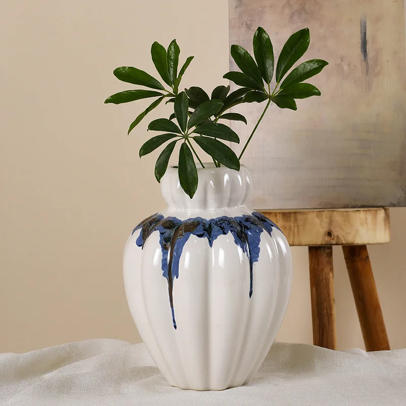 European Ceramic Hydroponic Vase, Creative Modern Home Living Room Desktop Bedroom Decorations, Minimalist Flower Ware Vase, 1Pc