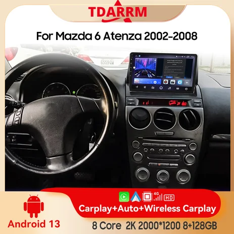 2 din for Mazda 6 Atenza 2002-2008 Android 13.0 128G Multimedia Player Car Radio Wireless Carplay Android Auto Original Car Menu