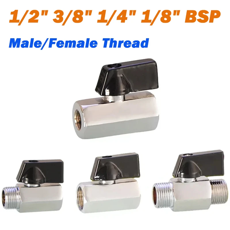 

Мини-шаровой кран 1/2 дюйма, 3/8 дюйма, 1/4 дюйма, 1/8 дюйма, BSP, наружная/внутренняя резьба, латунный разъем шланга воздушного компрессора
