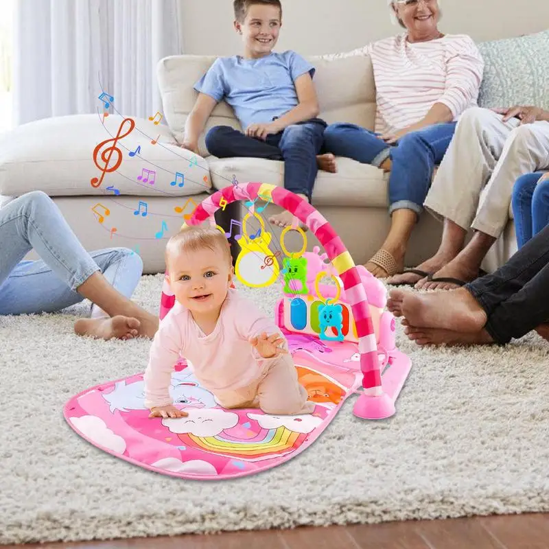 Criança brincar ginásio extra-grande jogar ginásio com brinquedos coloridos e música & luz antiderrapante playmat exploração sensorial precoce pianoactivit