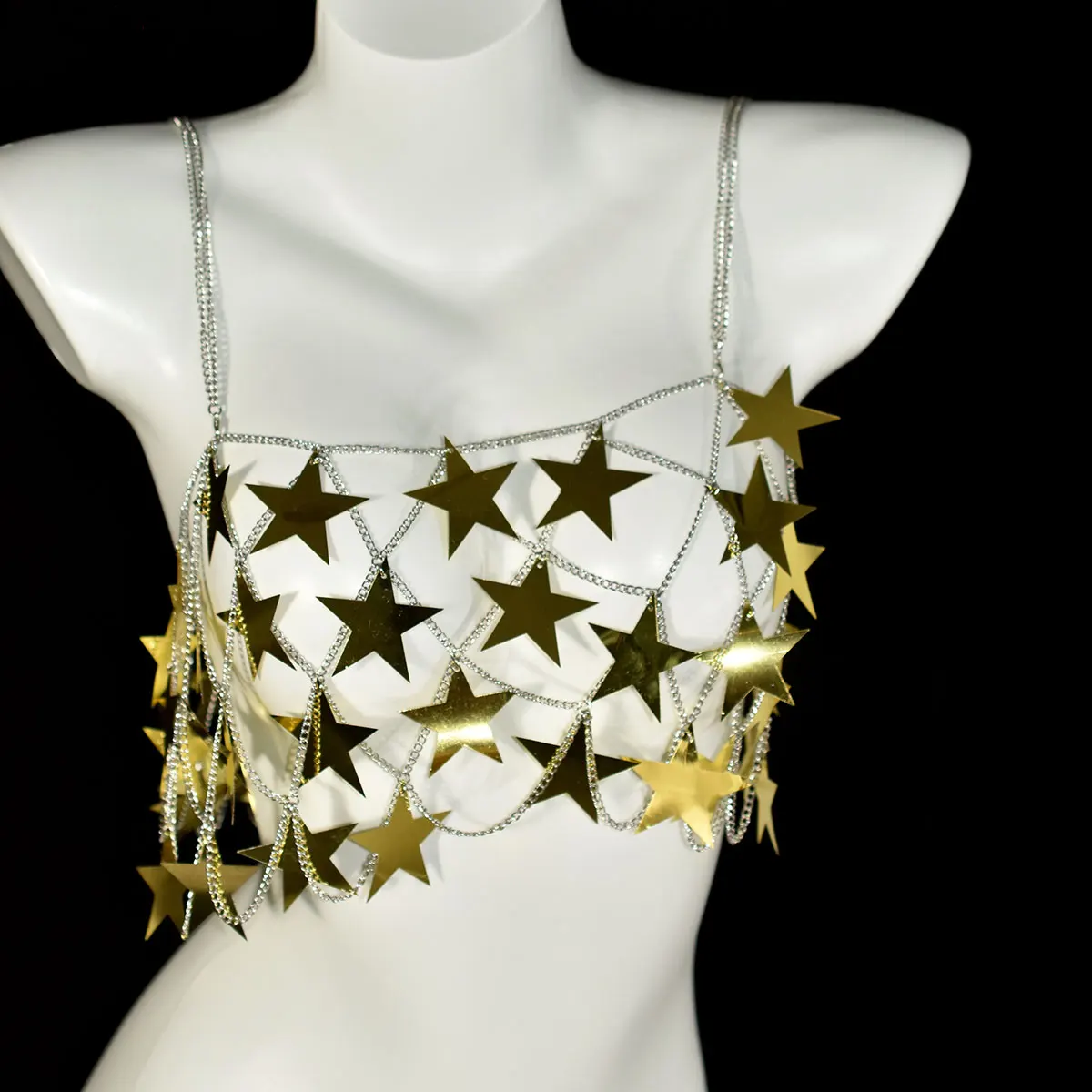 

Street Snap Sequined Star Accessory Bra Waist Skirt Set Personality Cut-Out Metal Costume Accessories Body Chain