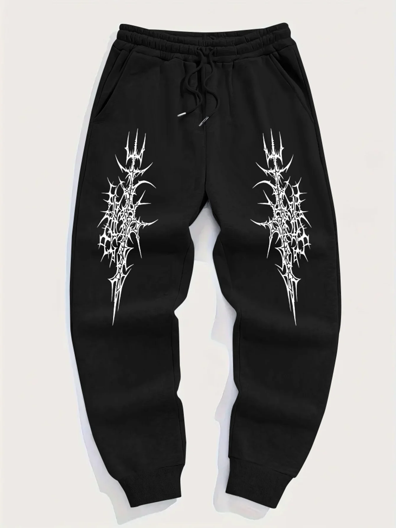 Men's Sweatpants, Dark Element Print Drawstring Elastic Waist Joggers, Trendy Street Casual Sports Trousers S-3XL
