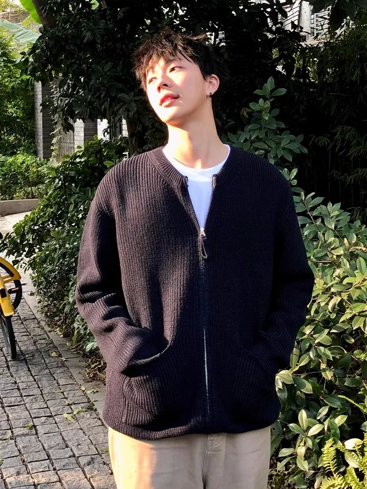 

Cleanfit k Blue Open Cardigan Sweater Men's Autumn Winter Korean Sle Lazy Faion Knitted Outerwear Polyester Fiber