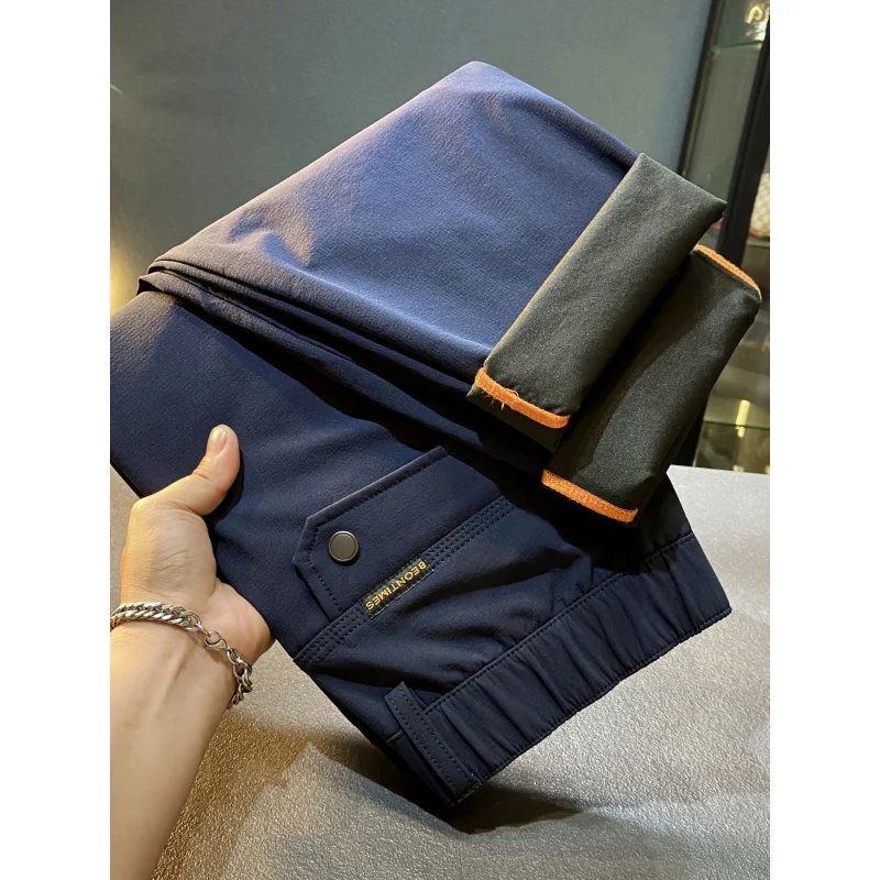 2025Autumn Winter New Zipper Pocket Casual Pants Men's Versatile Elastic Straight Business Pants