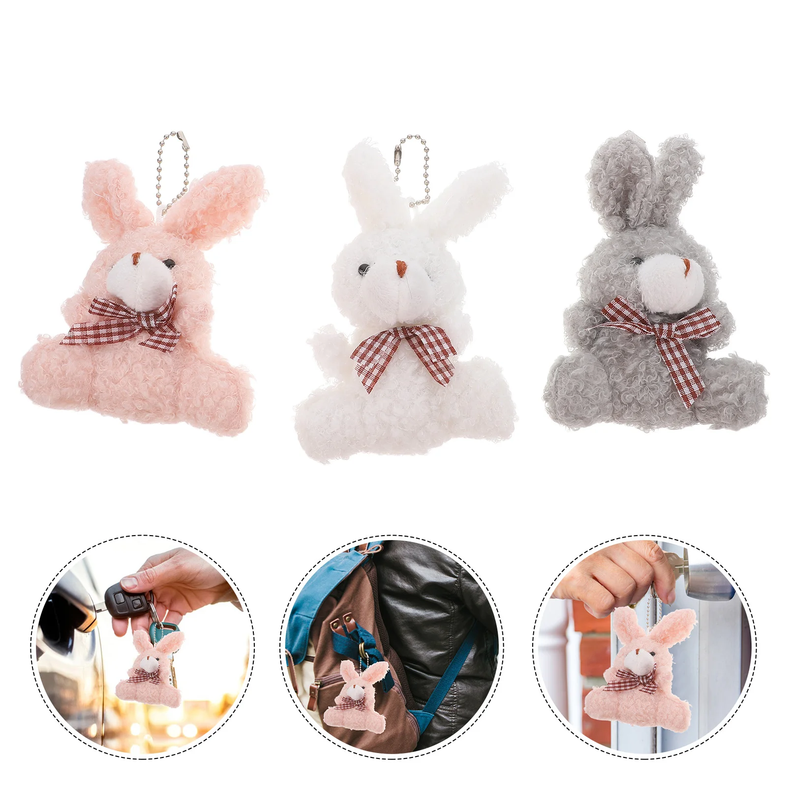 12 Pcs Stuffed Easter Eggs Bunny Keychain Party Favors for Kids Gift Hanging Ornament Filling Girls Cartoon