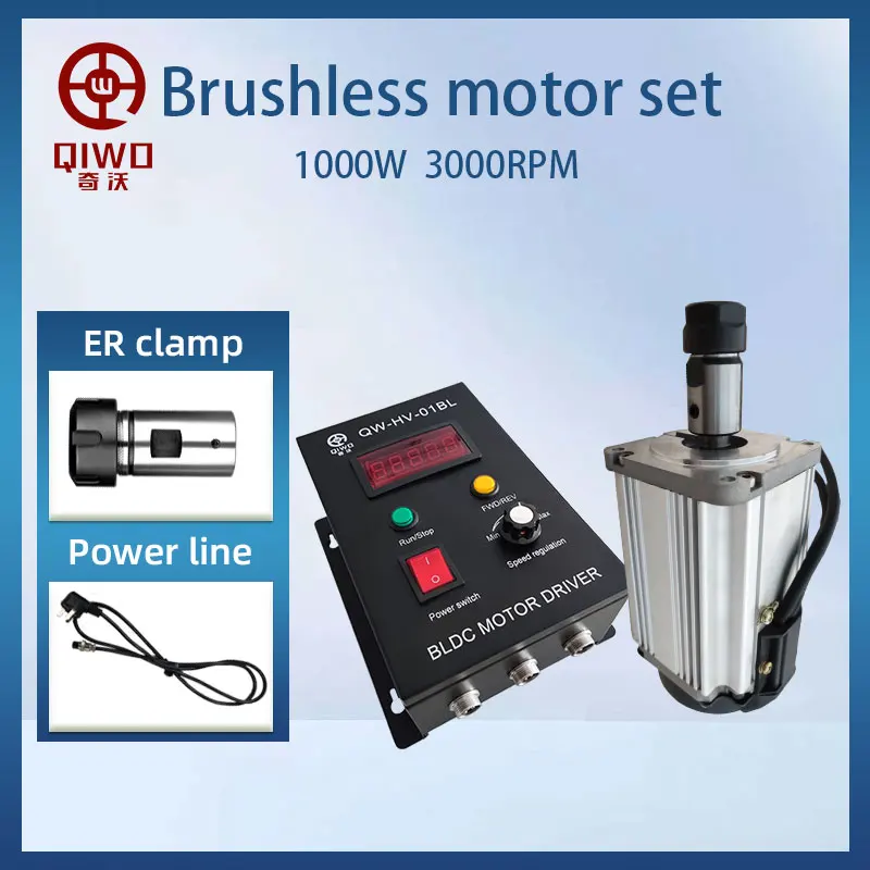 

Бесщеточный двигатель шпинделя высокой мощности 110 В/220 В с ЧПУ 1000 Вт 3000 об/мин + патрон ER16/ER20 + контроллер регулятора 3D-принтер