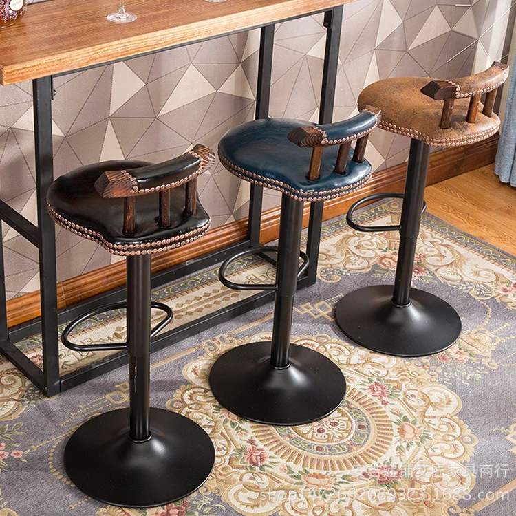 Factory Direct Fashion Vintage American Style bar Lift Rotating Solid Wood Chairs