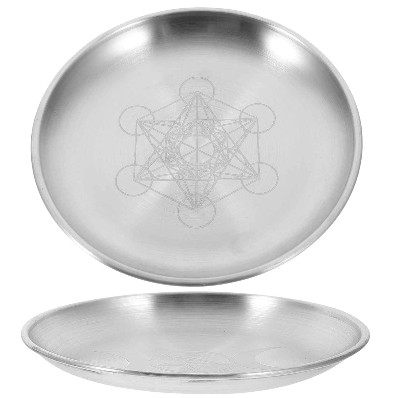 

2 Pcs Tray Pentacle Gold Plate Decorative Decorate Centerpiece Silver Ritual Candlestick Trays Table
