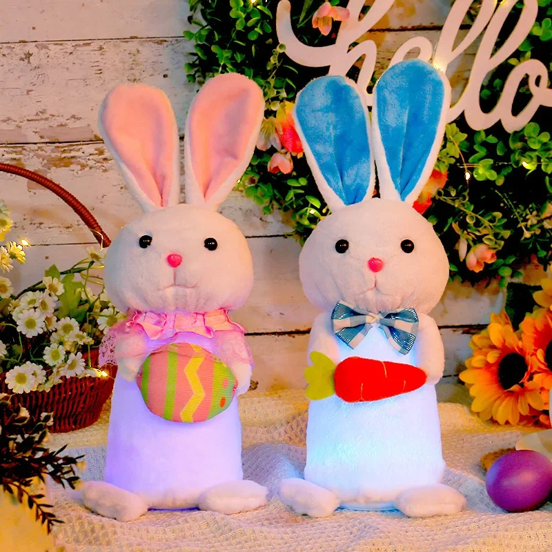 Giocattolo di peluche di coniglio illuminato Simpatico peluche colorato illuminato Coniglio di peluche Bambola Kawaii Bunny Peluche Regalo di Pasqua per i bambini