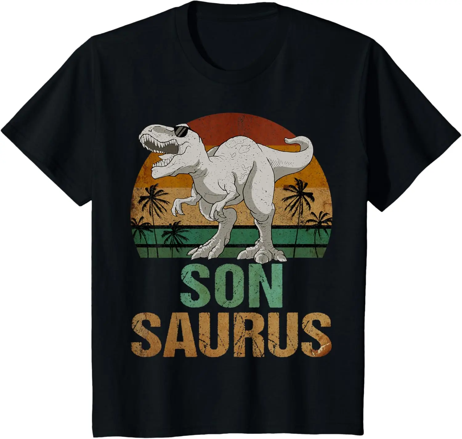 Camiseta con estampado de dinosaurio Son Saurus T Rex, regalo para niños, ropa unisex para niños, camisetas informales de algodón con gráficos para niños