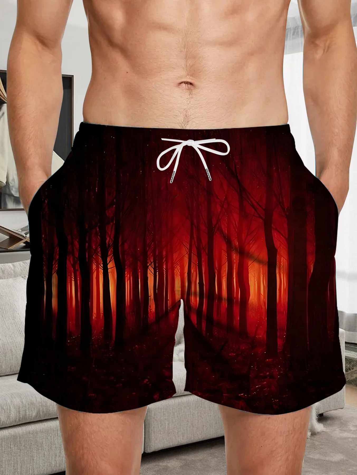 

Men Casual Full Digital Print Shorts Breathable Polyester Beach Quick Dry Pants