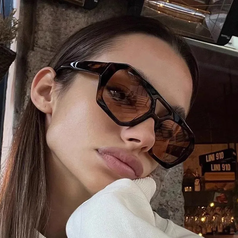 Populor Vintage okulary przeciwsłoneczne damskie męskie kwadratowe okulary przeciwsłoneczne Punk wielokątne okulary gogle dla mężczyzn kobiece prostokątne okulary przeciwsłoneczne ﻿