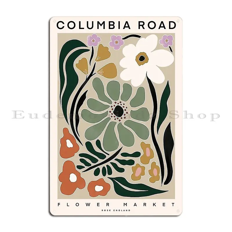 Flower Market Beautiful Columbia Road Poster Metal Sign Print Painting Wall Mural Garage Club Tin Sign Poster