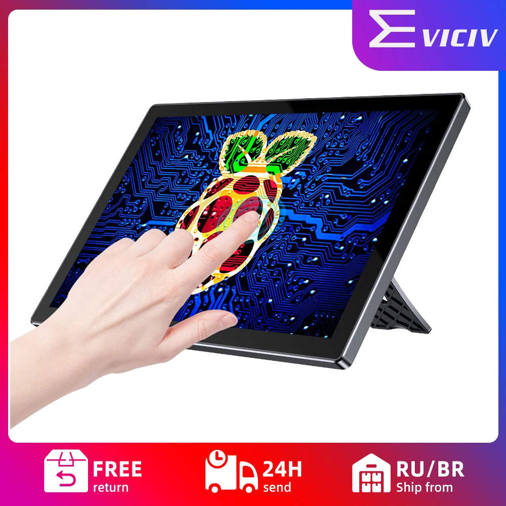 EVICIV 10.1 Inch Portable Monitor TouchScreen Raspberry Pi 2 3 4 Case RasPi Touch Screen HDMI External Display PC Laptop XBox PS