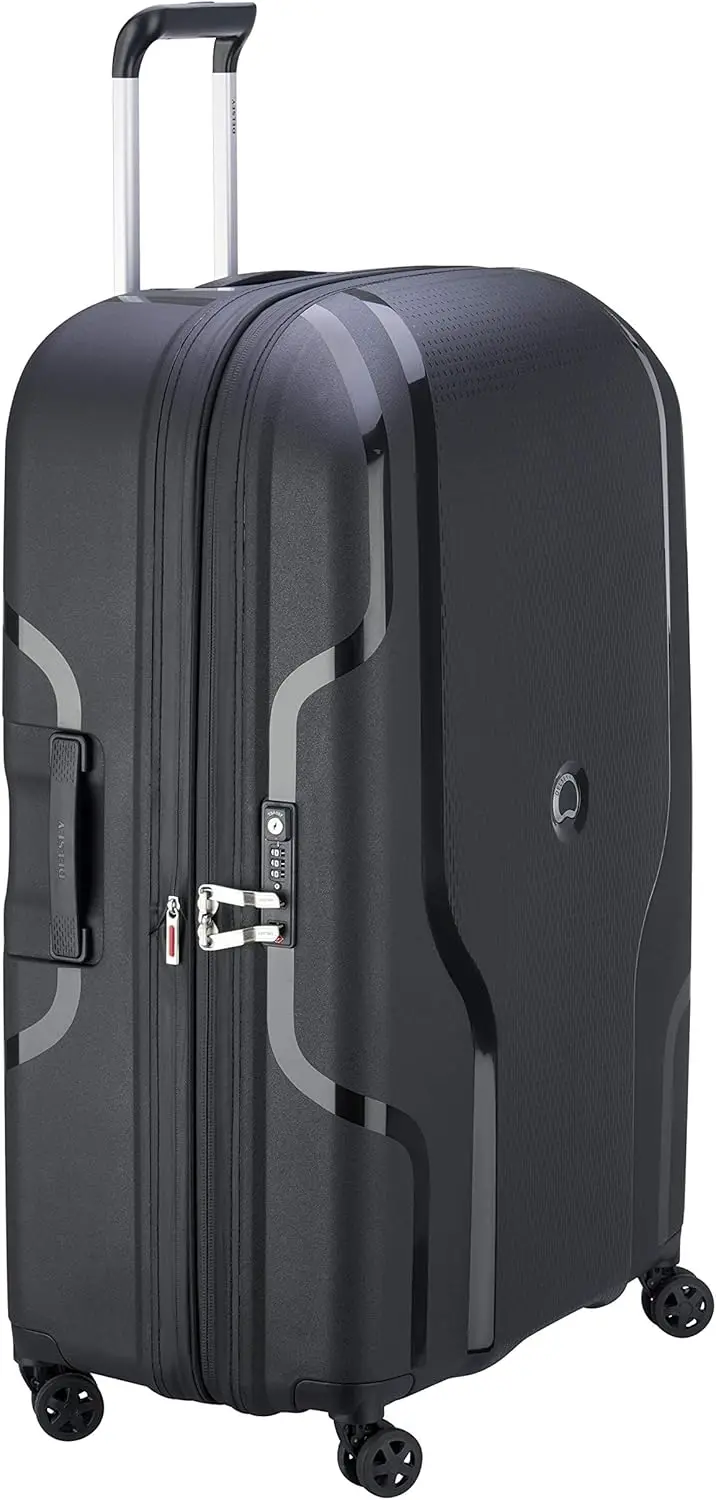 Clavel Hardside Expandable Luggage With Spinner Wheels, Black, Checked-Large 30 Inch