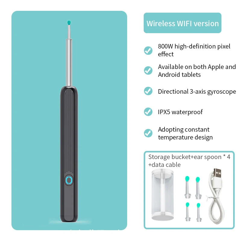 NE3 Ear Cleaner High Precision Ear Wax Removal Tool with Camera LED Light Wireless Otoscope Smart Ear Cleaning Kit Best Gift