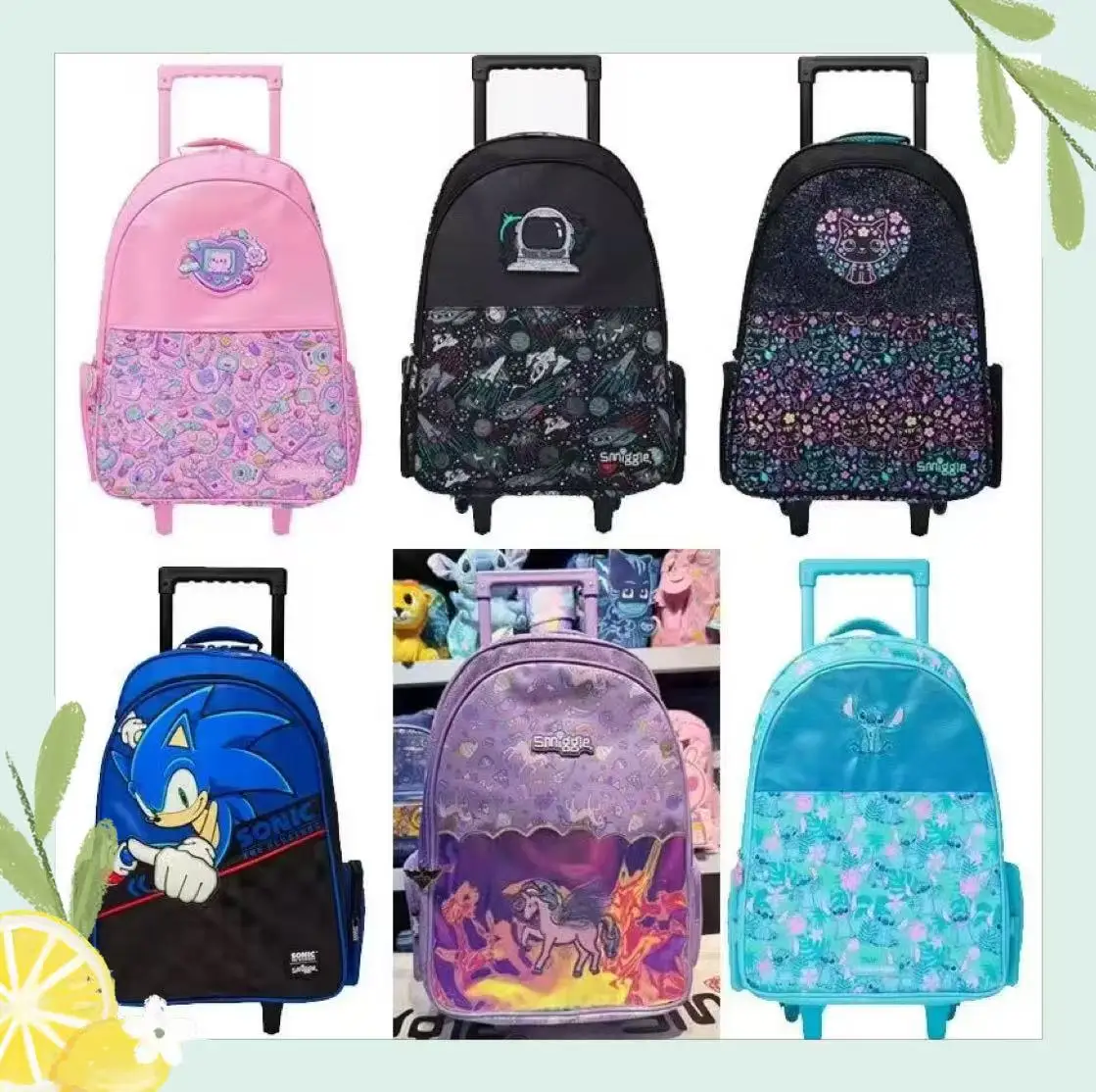 

New Genuine Australia Smiggle Trolley Backpack Children School Bag Travel Luggage Anime Backpack Large Gapacity Gift