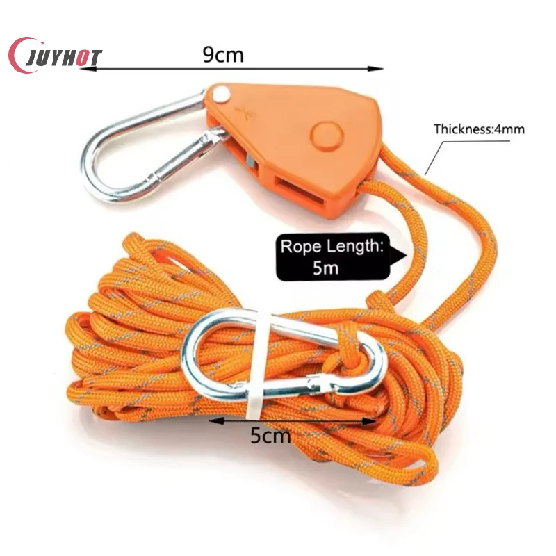 Reflective 2/4/5m 4mm Tent Rope Fastener Fixed Buckle Pulley Tensioner Ratchet Hangers Awning Wind Rope Tie Down Adjusting The image 6