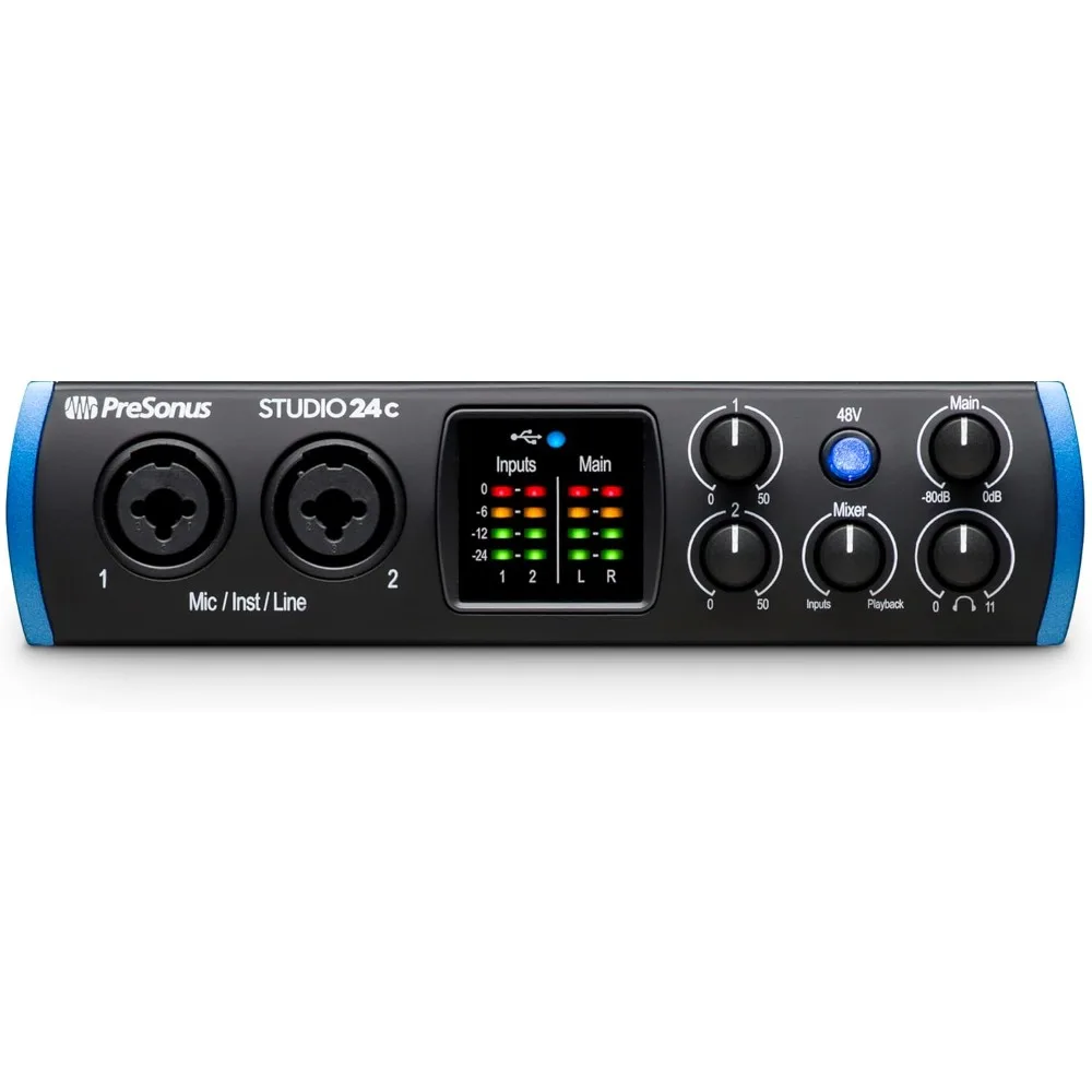 Studio 24c 2x2, 192 kHz, USB Audio Interface with Studio One Artist and Ableton Live Lite DAW Recording Software