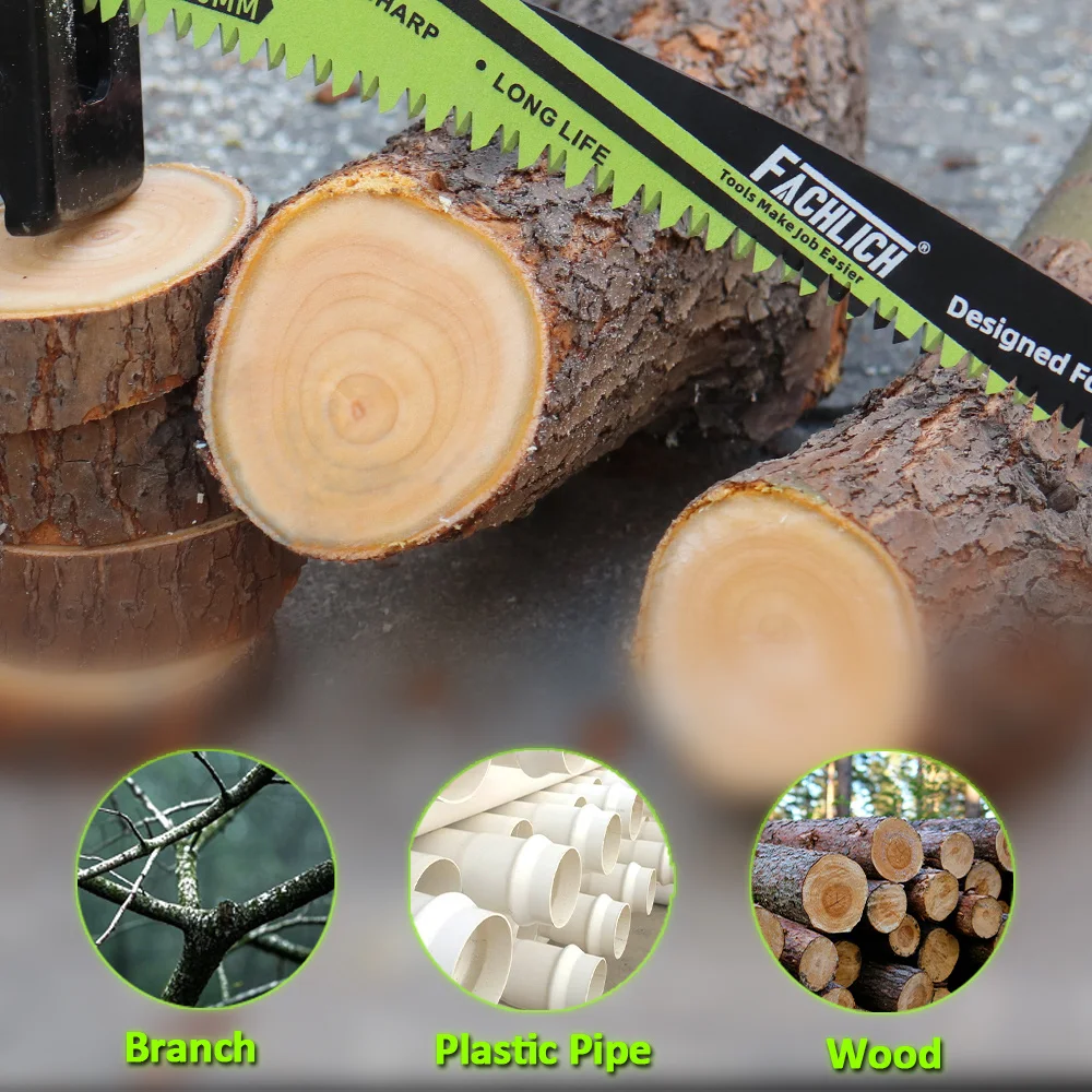 FACHLICH 380MM Curved Reciprocating Saw Blade 6TPI Teeth for Wood Trimming Cutting Log Wood 15inch Woodworking Tree Trimming To