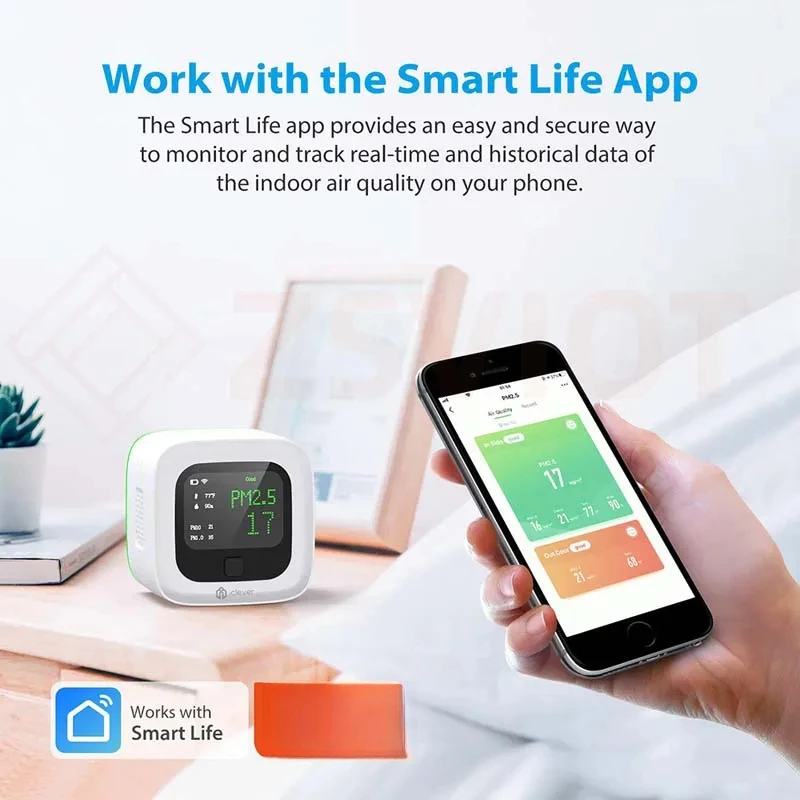 LEDEAST ZSWKD Tuya Smart WIFI Umwelt Detektor Messen PM2,5 Temperatur Und Feuchtigkeit Steuerung Innen Luft Qualität Monitor
