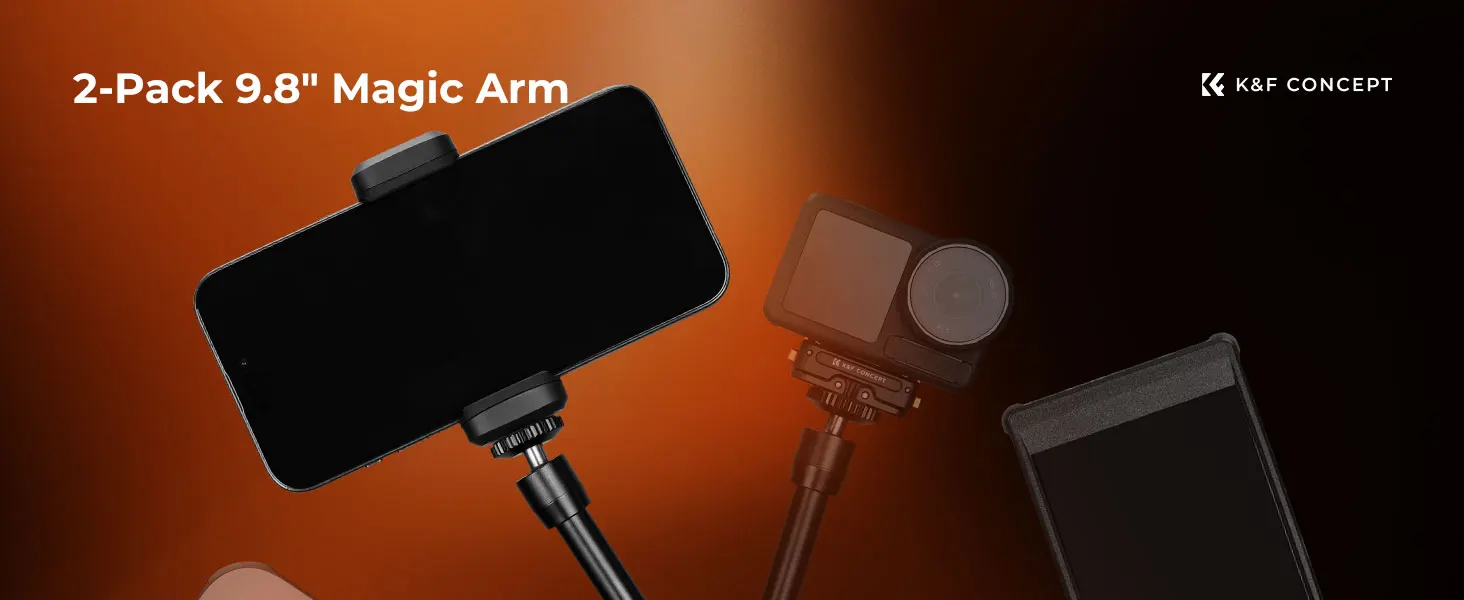K&F CONCEPT Magic Arm mit 1/4"-Schraube, 2er-Pack, 9,8" Kamerahalterungsarm, 360° ° Kugelköpfe für DSLR-Kameras, Monitore, Blitzgeräte, LED-Leuchten und Kamerakäfige – Detail 1