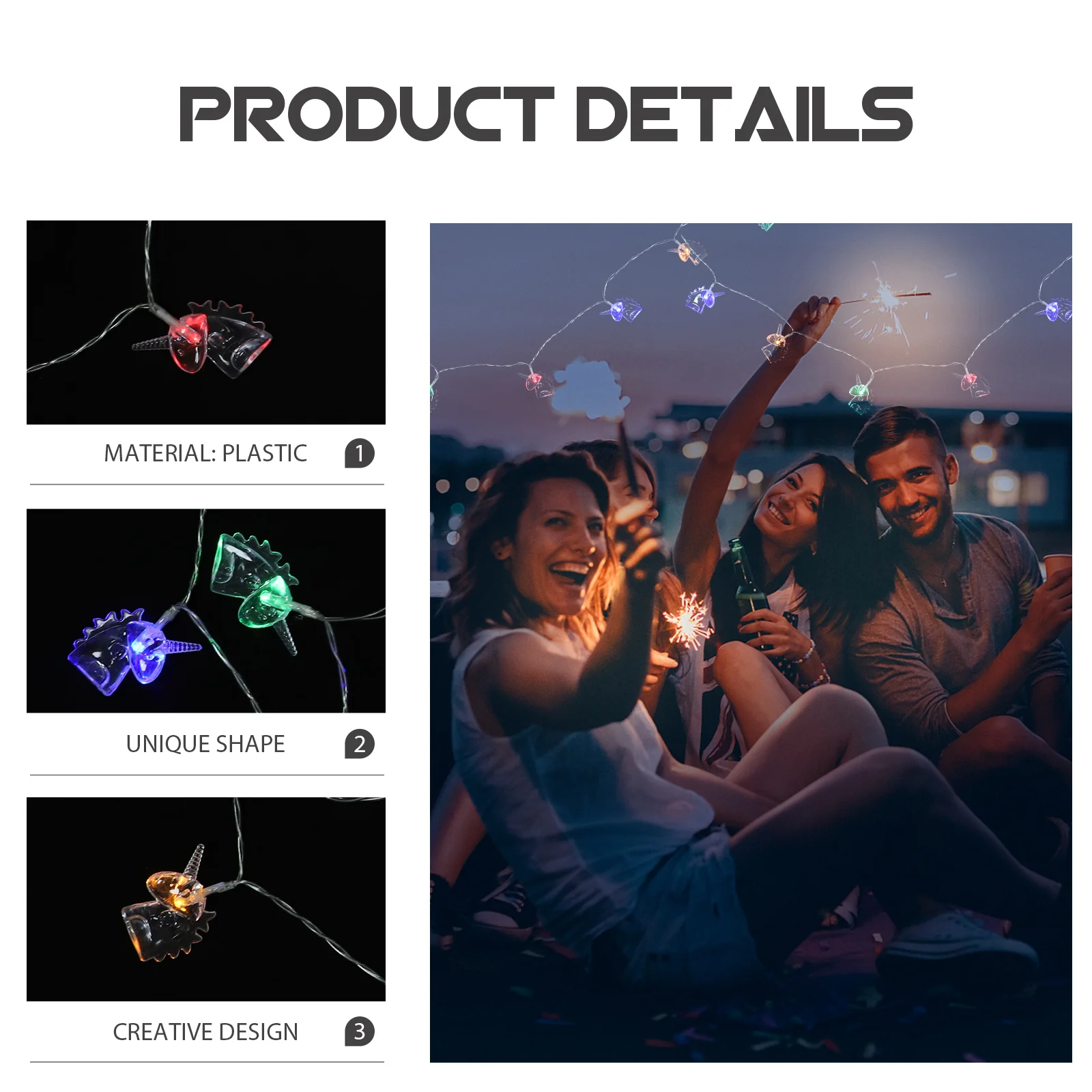 Unicórnio luz da corda 20 led luzes de fadas operado lâmpada decorativa para festa quarto decoração da parede do feriado