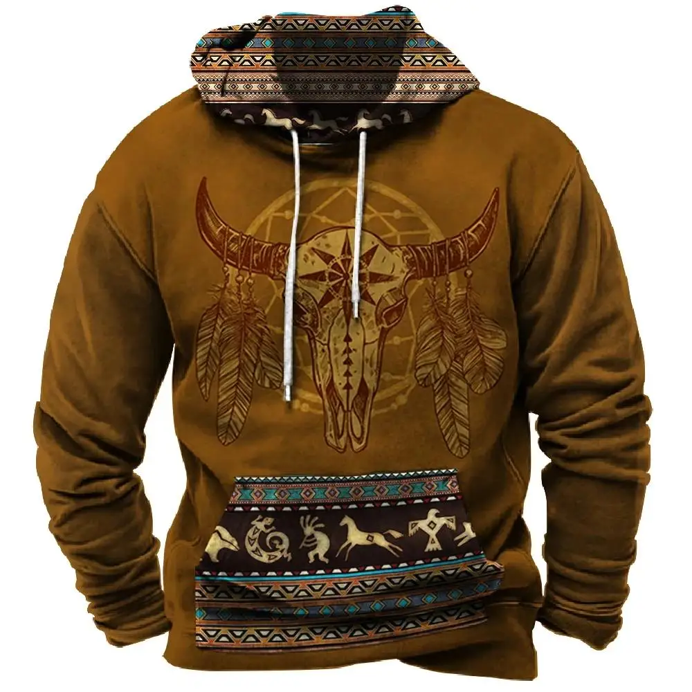 Indian Ethnic Style Hoodies 3D Print Man Women Retro Oversized Streetwear Y2k Hoodie Pullovers Hooded Sweatshirts Kids Clothing