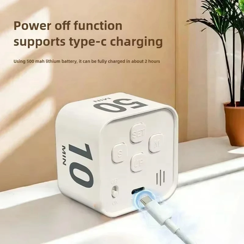 ABUL-Timer Cube Timer Visual LED Display Time Kids Time Management Kitchen Countdown Timer