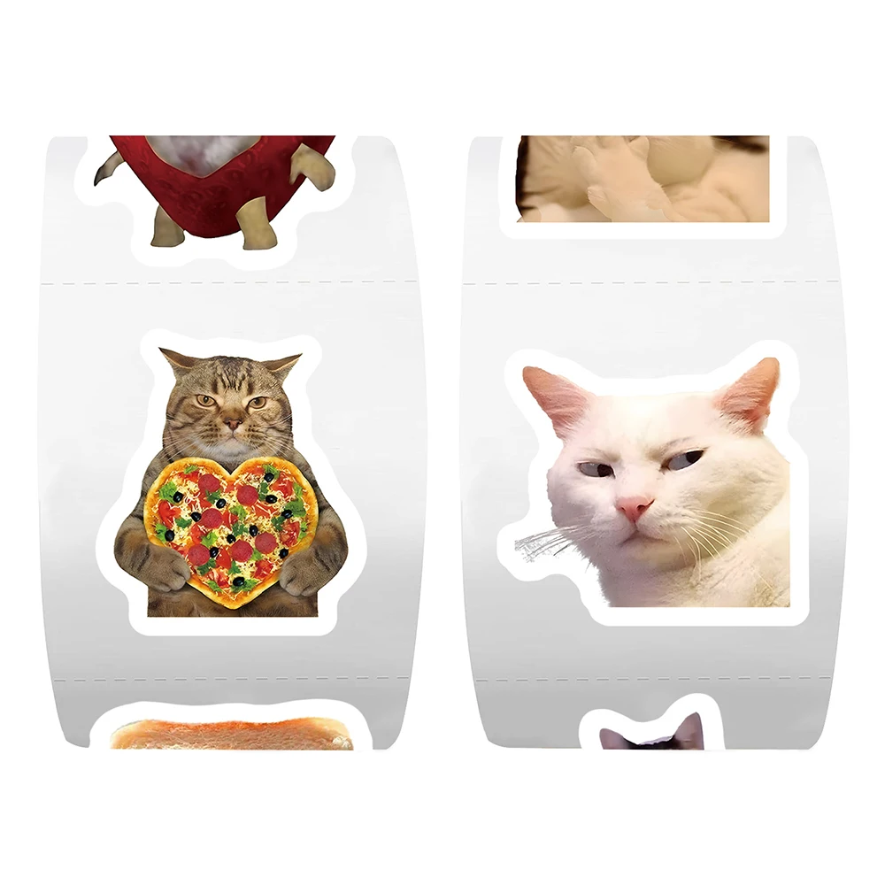 

500pcs Cat MEME Stickers Roll Funny Animal Sealing Decals for Kid Reward Gift Toy DIY Luggage Stationery Laptop Car Cute Sticker