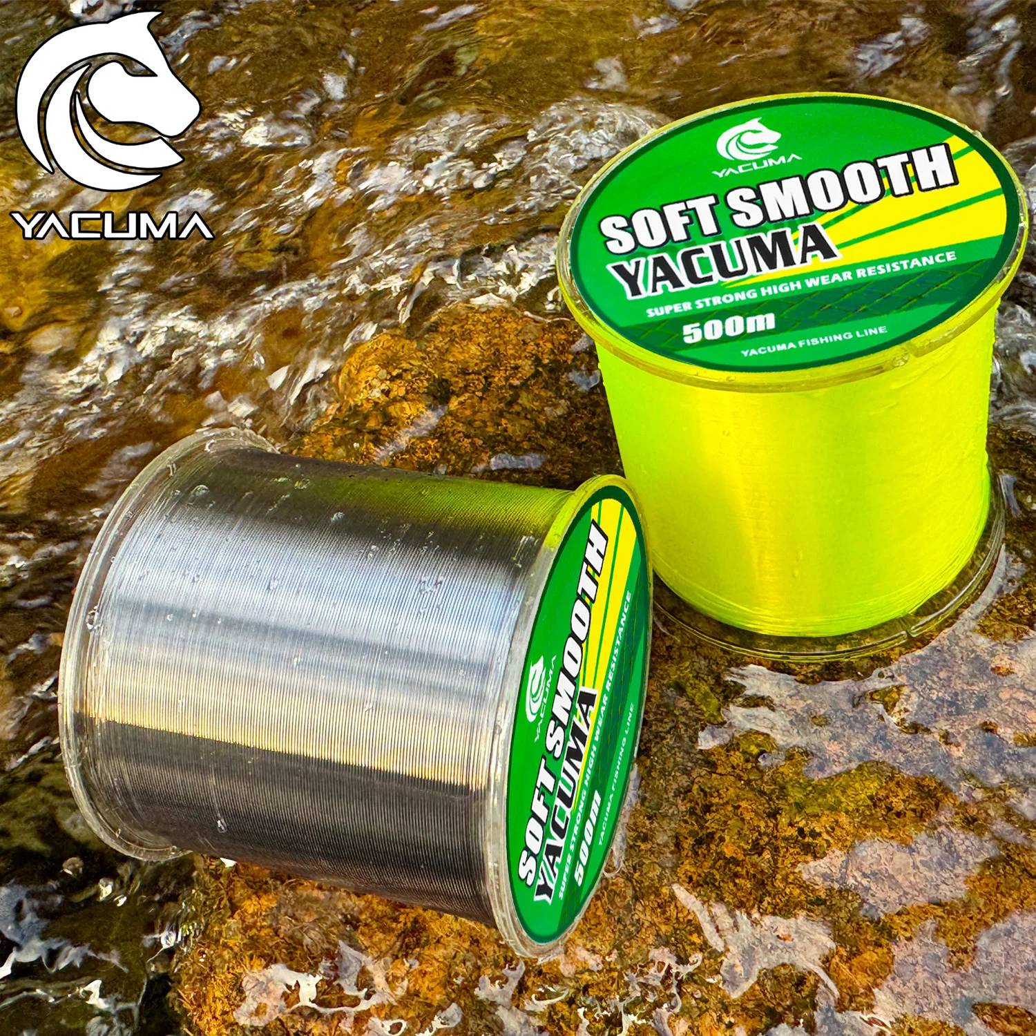 Línea de Pesca Monofilamento de Nylon Suave YACUMA 300M 500M, Resistencia 2LB-42LB, Recubrimiento de Fluorocarbono, Línea de Pesca de Carpa de Hundimiento