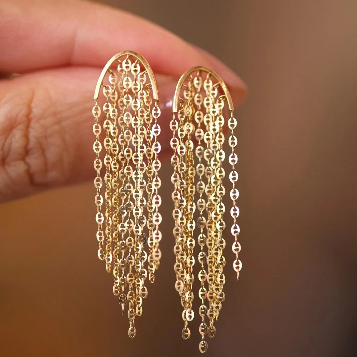 CHOZON S925 Solid Silver Moon Fringe Earrings Celestial Wholesale Dainty Jewelry for Women