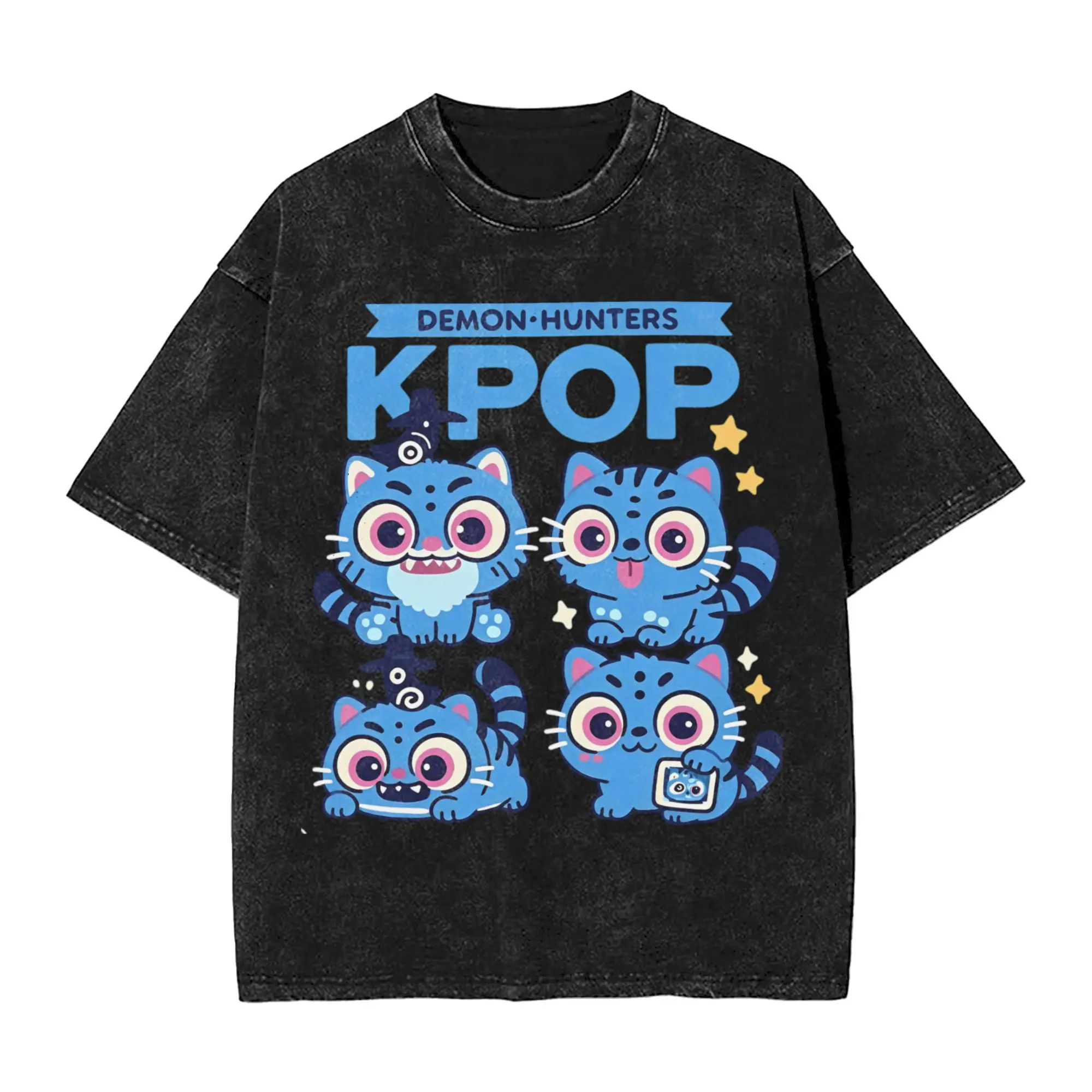 

Vintage Kpop Demon Hunters Tiger T-Shirt for Men Amazing Cotton Tee Shirt Round Collar Short Sleeve T Shirts Gift Clothing