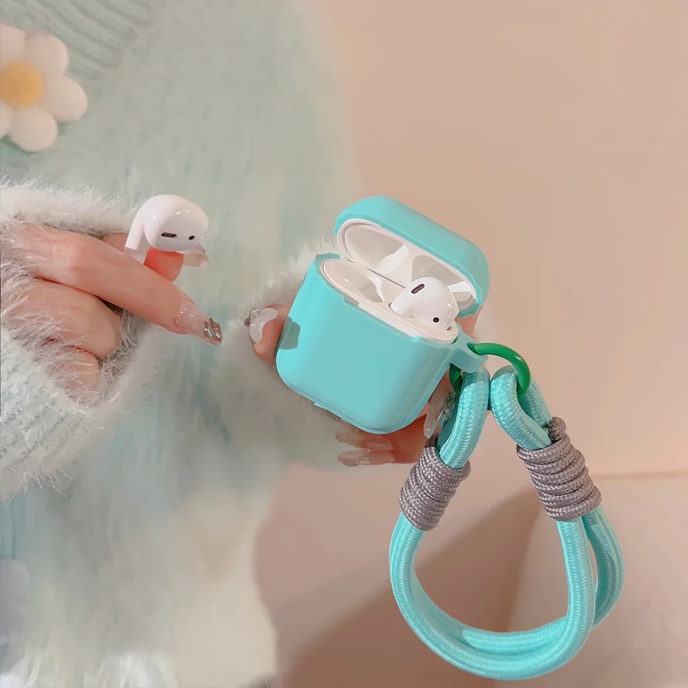 حافظة سماعة أذن مع حزام حبل مناسب لملحقات غطاء AirPort Pro 2 2022 الجيل الثاني Air Pods 3 2 1 3rd Gen