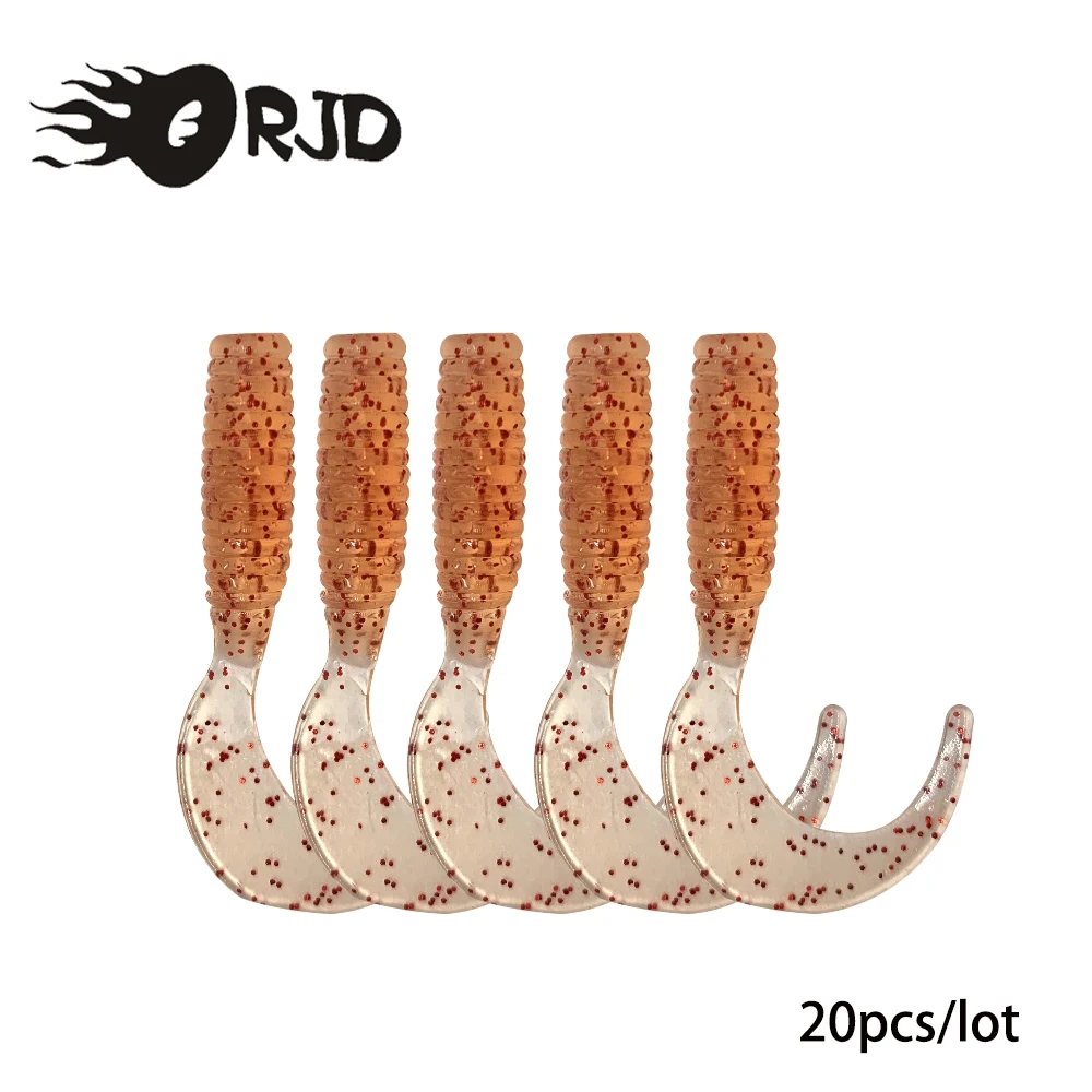 

ORJD 20pcs/Pack Soft T Tail Fishing Lure Set Worm Swimbaits Silicone Artificial Baits Pesca Bass Carp Fishing Tackle Accessories