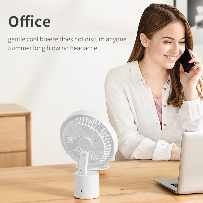 مروحة طاولة رائجة البيع مع ضوء LED سقف تبريد الهواء قابل للتدوير مروحة أرضية قابلة لإعادة الشحن تخزين قابل للطي للمكتب المنزلي